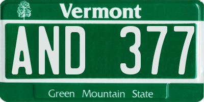 VT license plate AND377