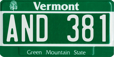 VT license plate AND381