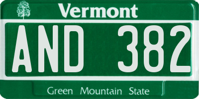 VT license plate AND382