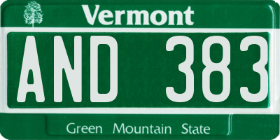 VT license plate AND383