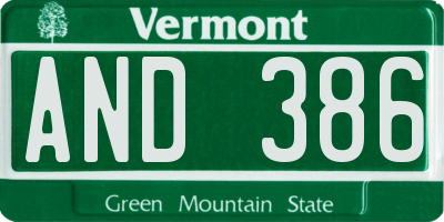 VT license plate AND386