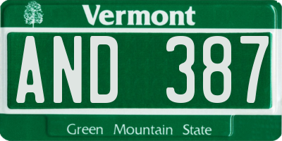 VT license plate AND387