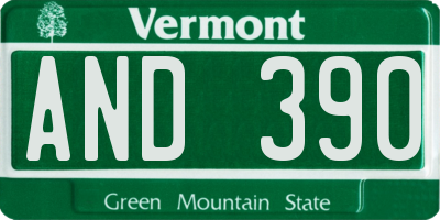 VT license plate AND390