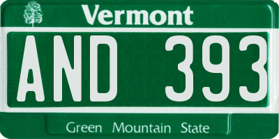 VT license plate AND393