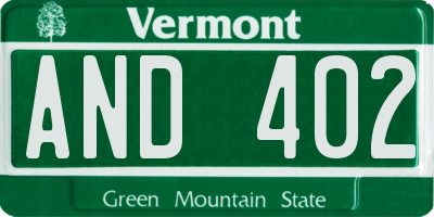 VT license plate AND402