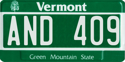 VT license plate AND409