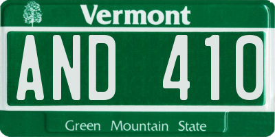 VT license plate AND410