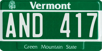VT license plate AND417