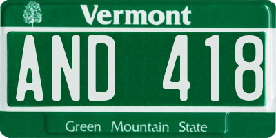 VT license plate AND418