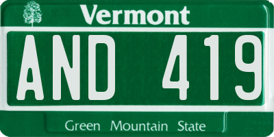 VT license plate AND419