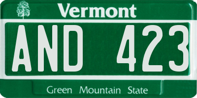 VT license plate AND423