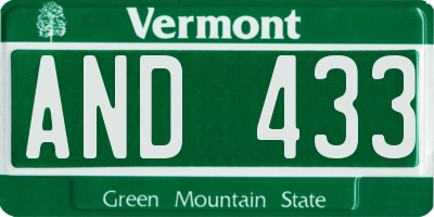 VT license plate AND433