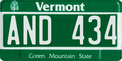 VT license plate AND434