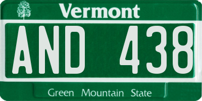 VT license plate AND438