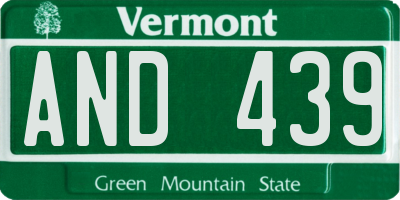 VT license plate AND439