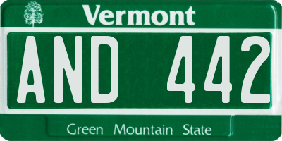 VT license plate AND442