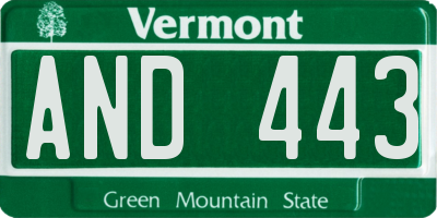 VT license plate AND443