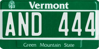 VT license plate AND444