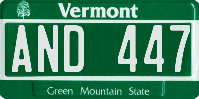 VT license plate AND447