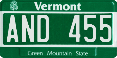 VT license plate AND455