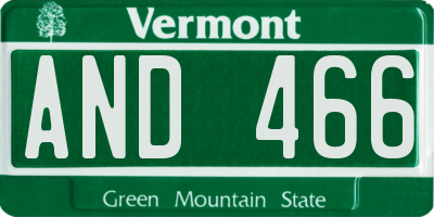 VT license plate AND466