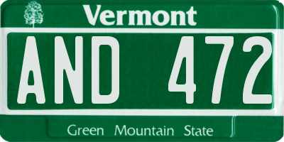 VT license plate AND472