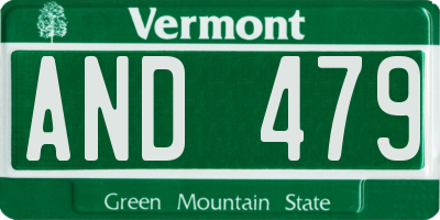 VT license plate AND479