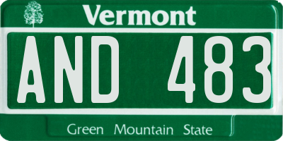 VT license plate AND483