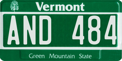 VT license plate AND484