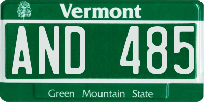 VT license plate AND485
