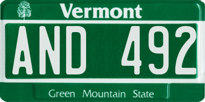 VT license plate AND492