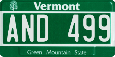 VT license plate AND499