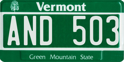 VT license plate AND503