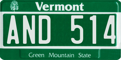 VT license plate AND514