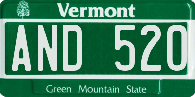 VT license plate AND520