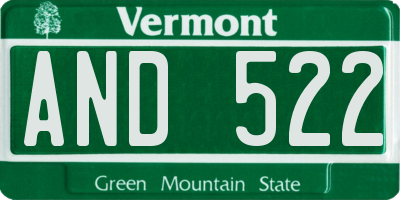 VT license plate AND522