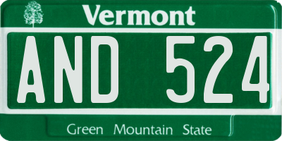 VT license plate AND524