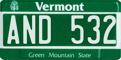 VT license plate AND532