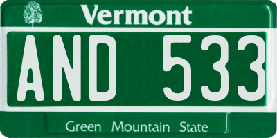 VT license plate AND533