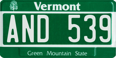 VT license plate AND539