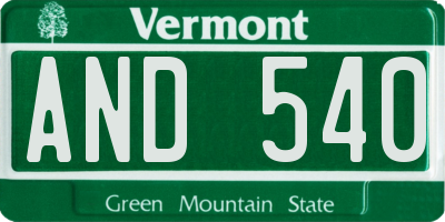 VT license plate AND540
