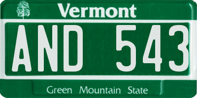 VT license plate AND543