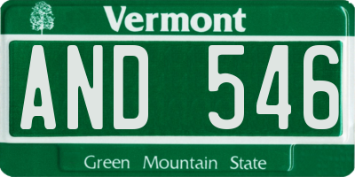 VT license plate AND546