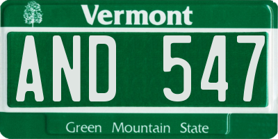 VT license plate AND547
