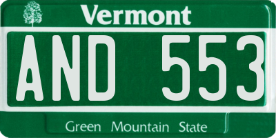 VT license plate AND553