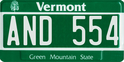 VT license plate AND554
