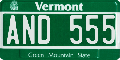 VT license plate AND555