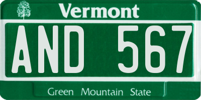 VT license plate AND567