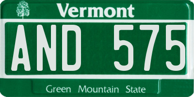 VT license plate AND575