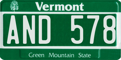VT license plate AND578